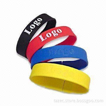 Bracelet Style USB Flash Drives, Made of Silicone, Available in Various Colors